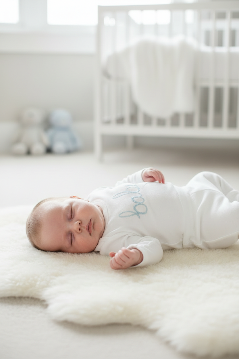Oh baby “Baby”sky blue embroidered 2pc cotton pants set
