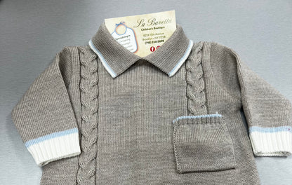 Bimbalo 6763 Beige with trimming Blue romper 4pc take me home set
