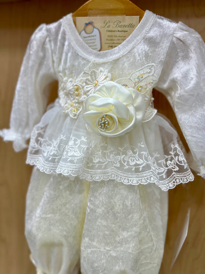 Angel I ivory with lace romper