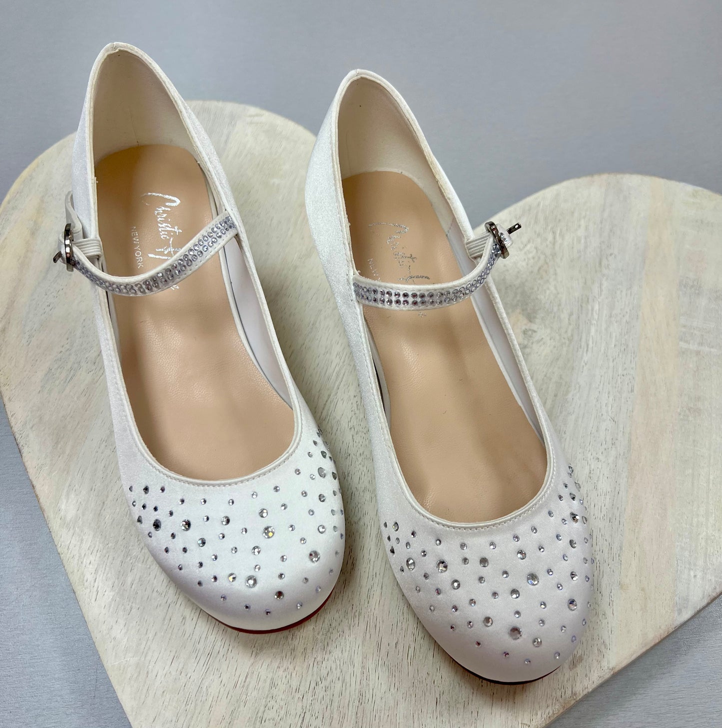 Silk satin  Rhinestone Communion shoes