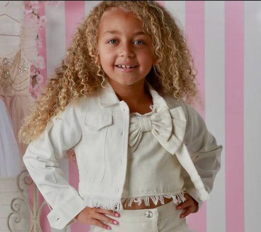 Girls White Denim jacket by ooh la la couture