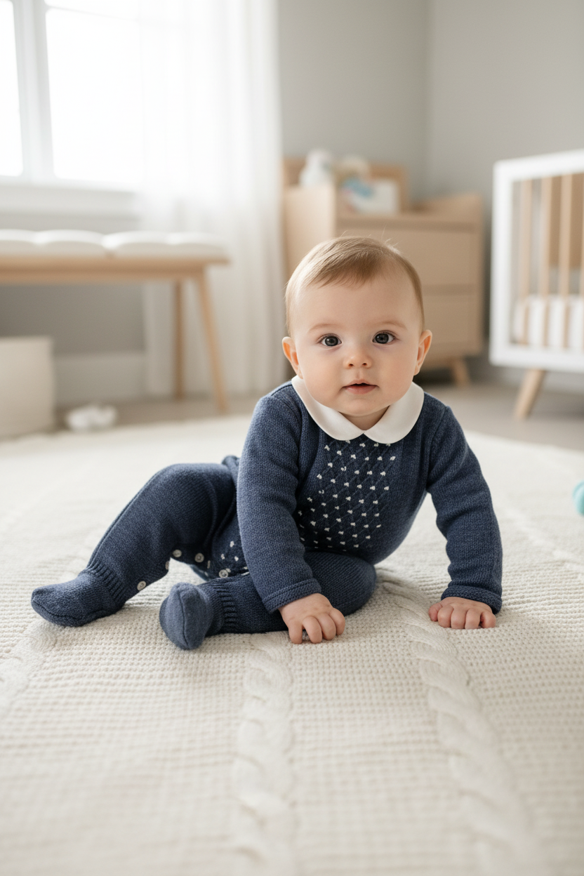 Martin Aranda Premium Baby Boys Formal Navy knit Outfit