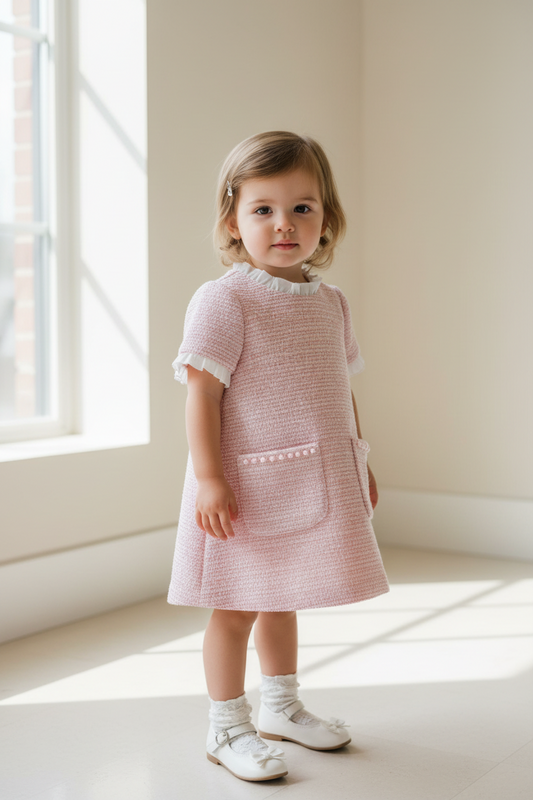 Pink & white Tweed Dress Made In Italy