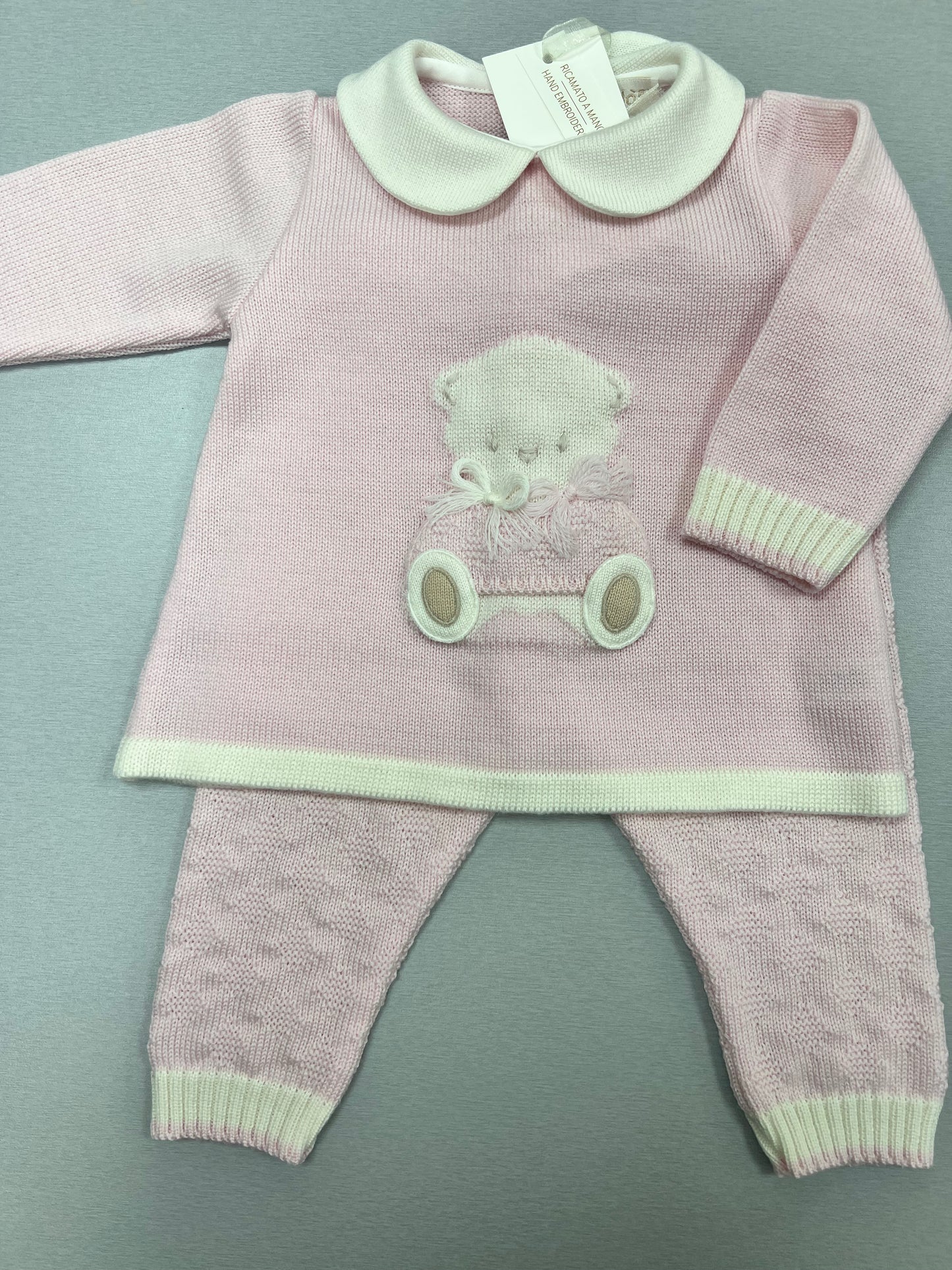 Knit ivory/Pink 2pc set made In Italy