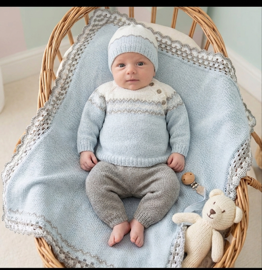 Mateo  baby blue & grey boys take me home set