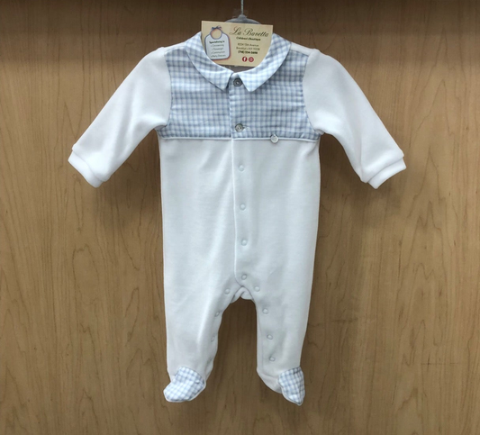White and powder Blue checkered top Onsie Romper