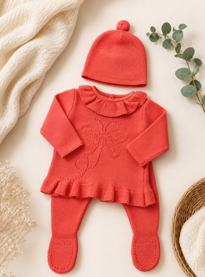 Baby Girl Butterfly Knit 3-Piece Set