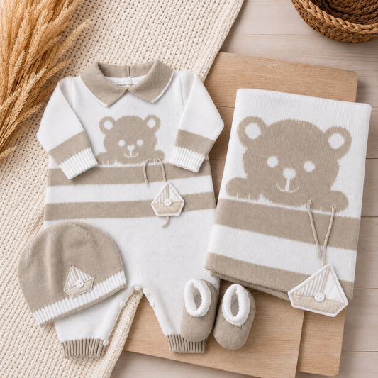 Teddy Bear Knit Take-Home Set Made In Italy
