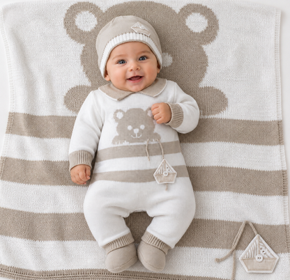 Teddy Bear Knit Take-Home Set Made In Italy