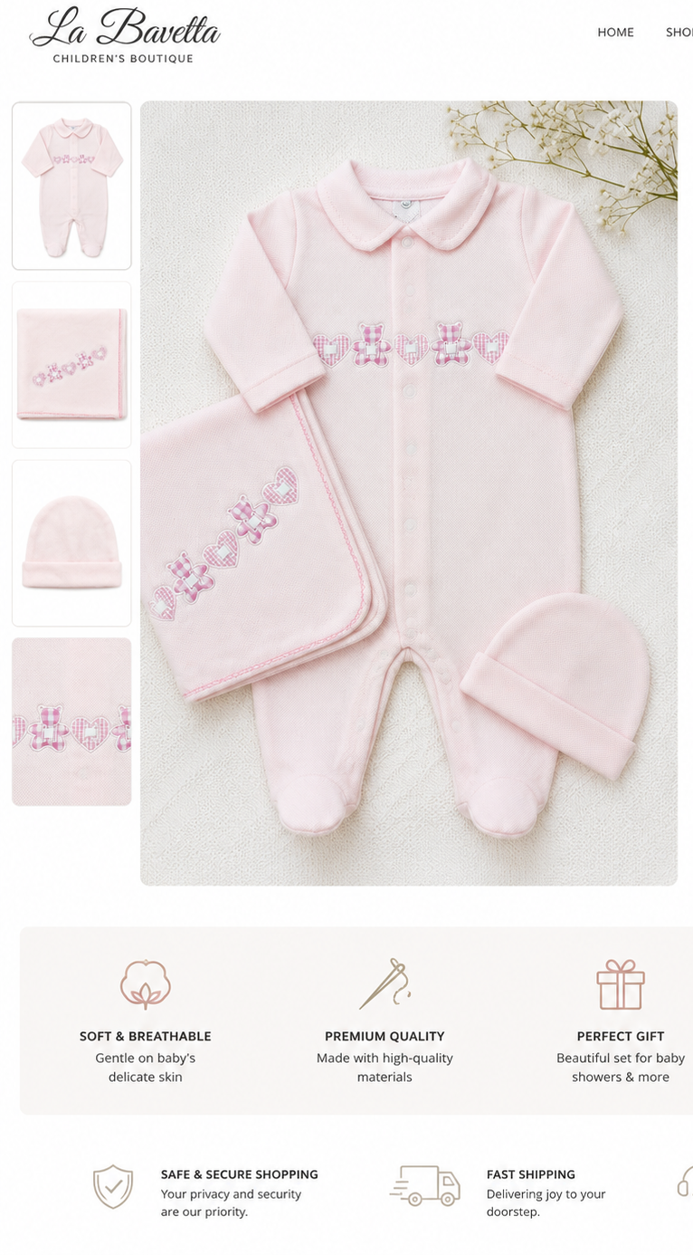 Pink Hearts & Bears 3-Piece Set