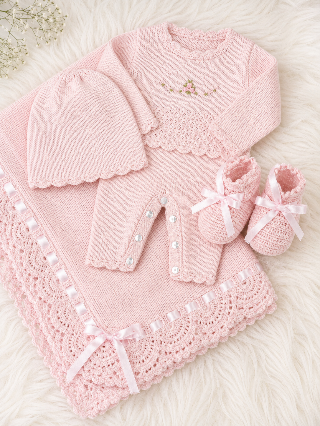 Pink Baby Knit Layette Gift Set Charlotte