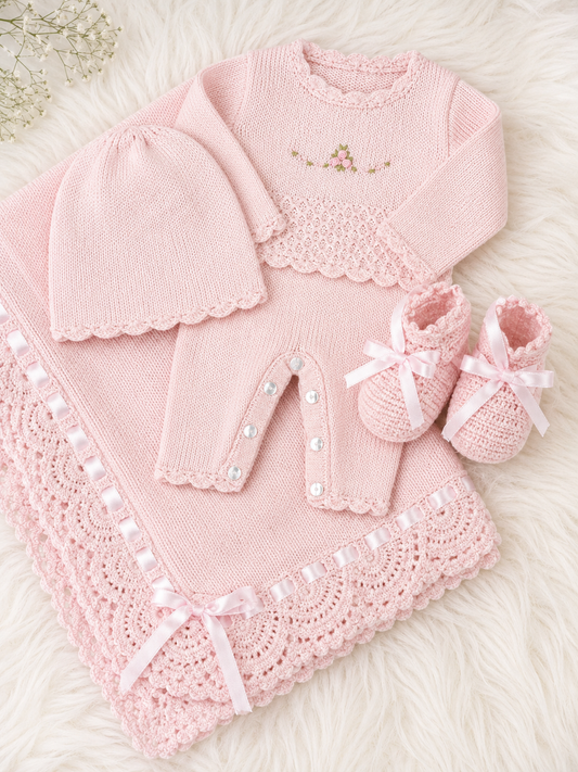 Pink Baby Knit Layette Gift Set Charlotte