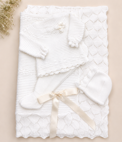 Elegant cream knit girls take me home set J6022
