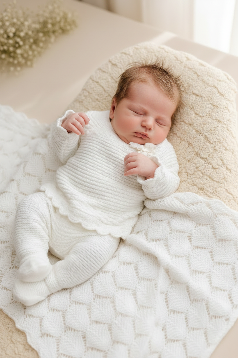 Elegant cream knit girls take me home set J6022