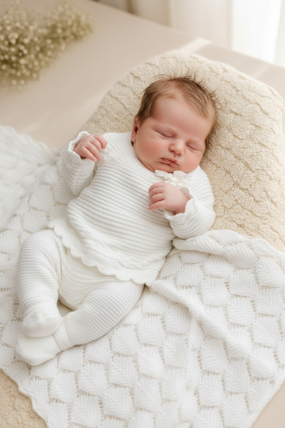Elegant cream knit girls take me home set J6022