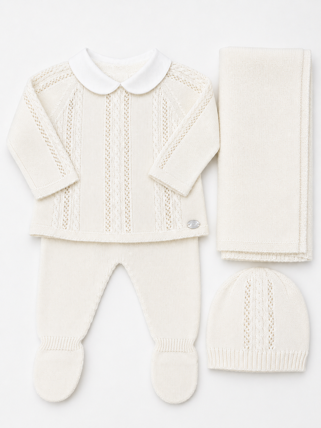 Ivory Cable Knit Baby 4-Piece Gift Set