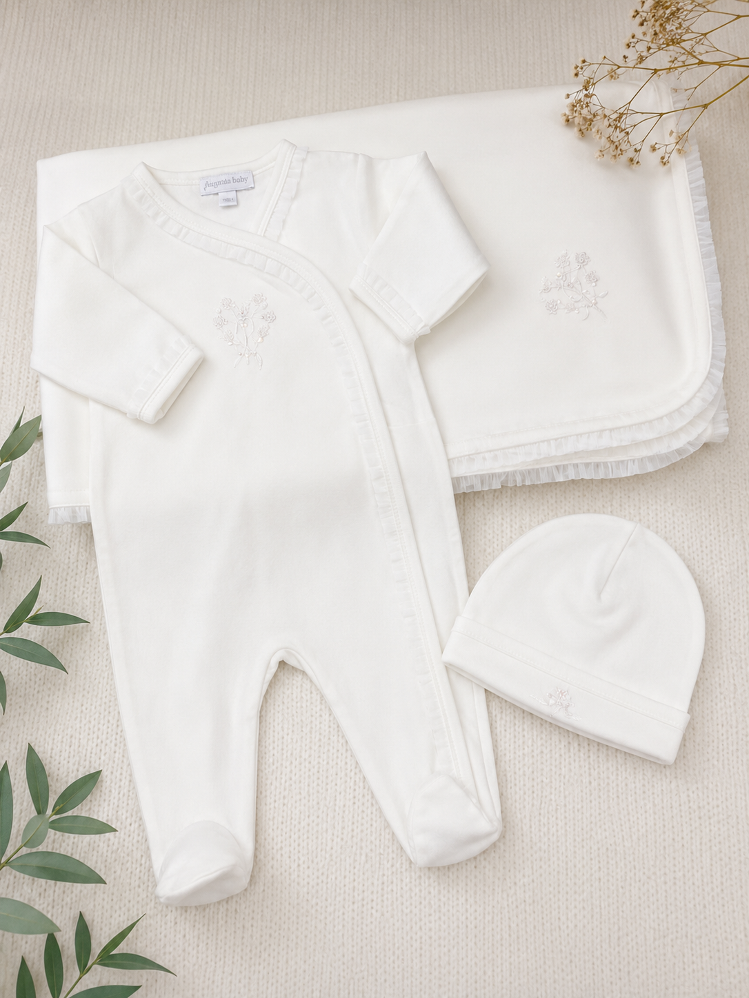Baby Ivory Embroidered 3-Piece Take-Home Set