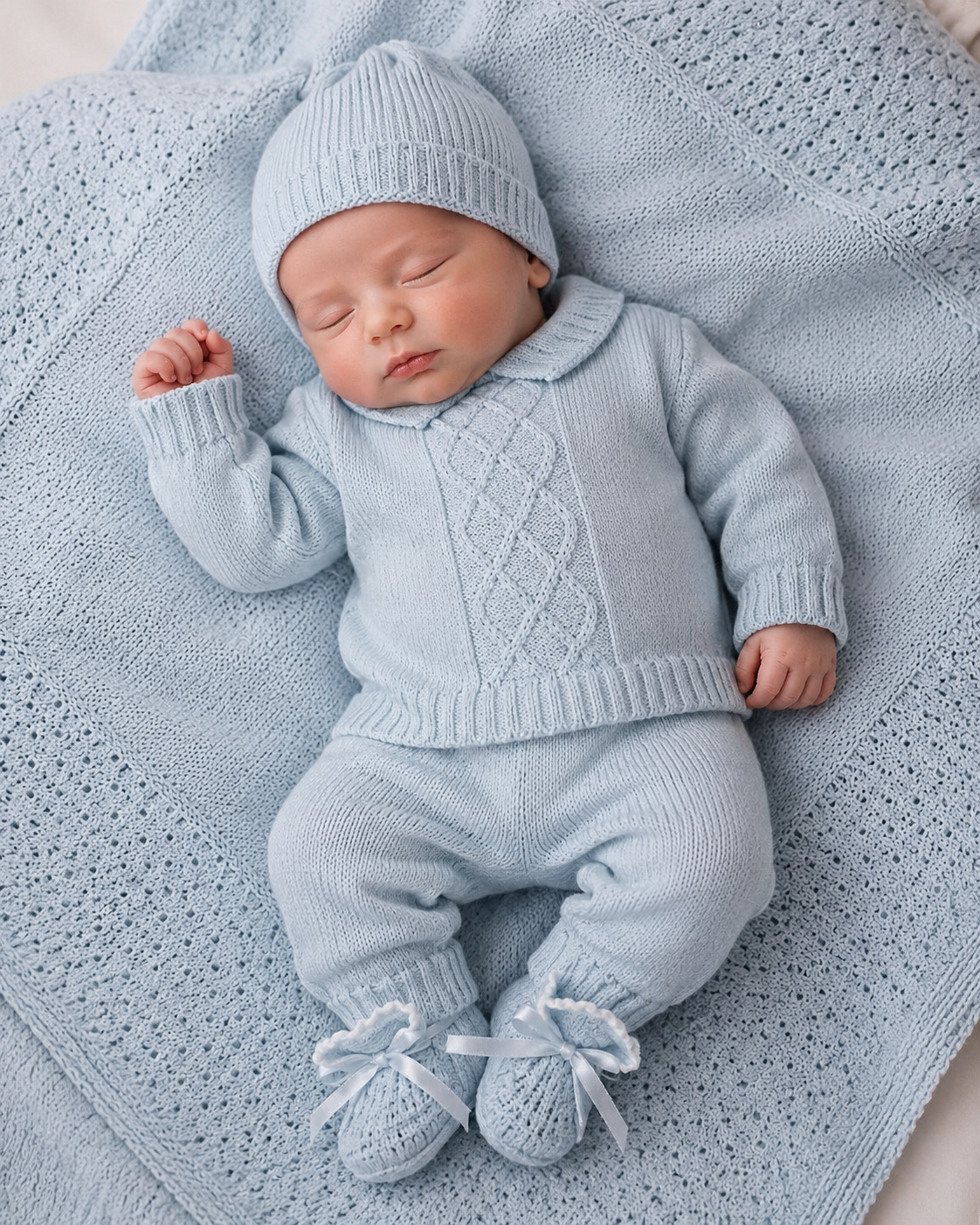 Baby Boy Blue take me home cotton knit set Joaquin