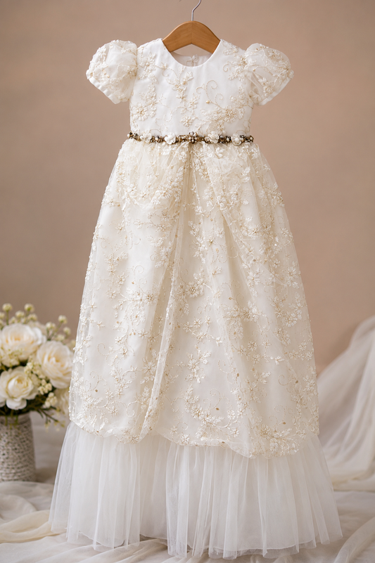 Custom made beaded christening gown Lisa