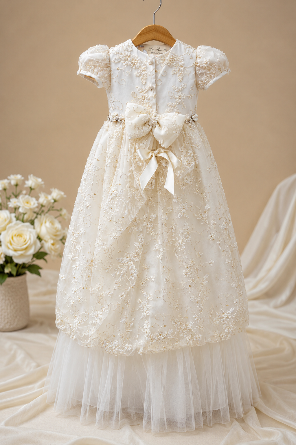 Custom made beaded christening gown Lisa