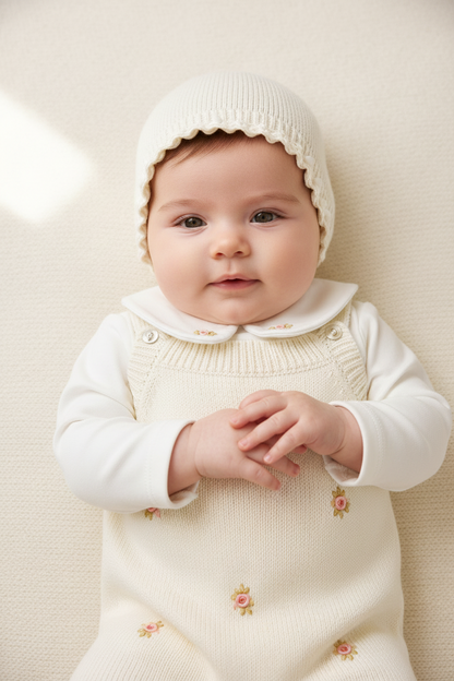 Ivory Rose Embroidered Knit Take-Home Set Rococo
