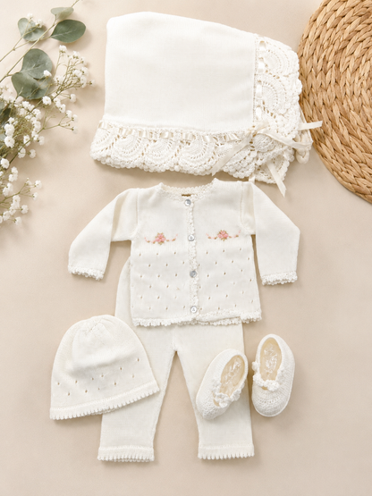 Ivory Rose Knit 5-Piece Take-Home Set Sophia