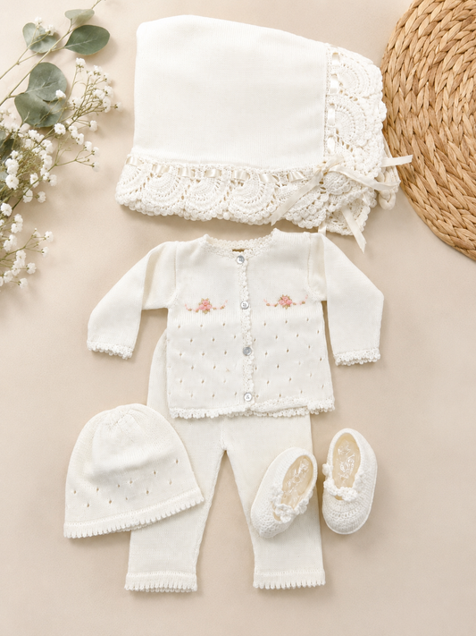 Ivory Rose Knit 5-Piece Take-Home Set Sophia
