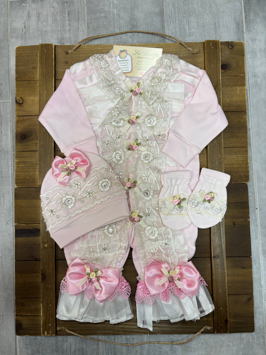 Pink Lace Newborn Take-Home Set
