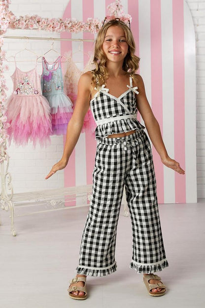 Black Gingham pant set By ooh la la couture