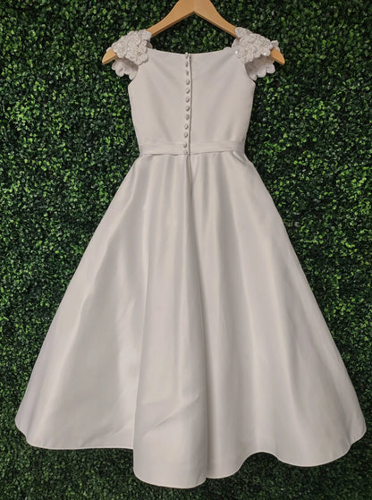 Macis Design White Petal Cap Sleeve Gown