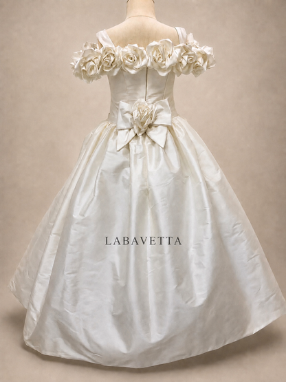 Ivory Rose Shoulder Ball Gown – First Communion & Flower Girl Dress / JILL