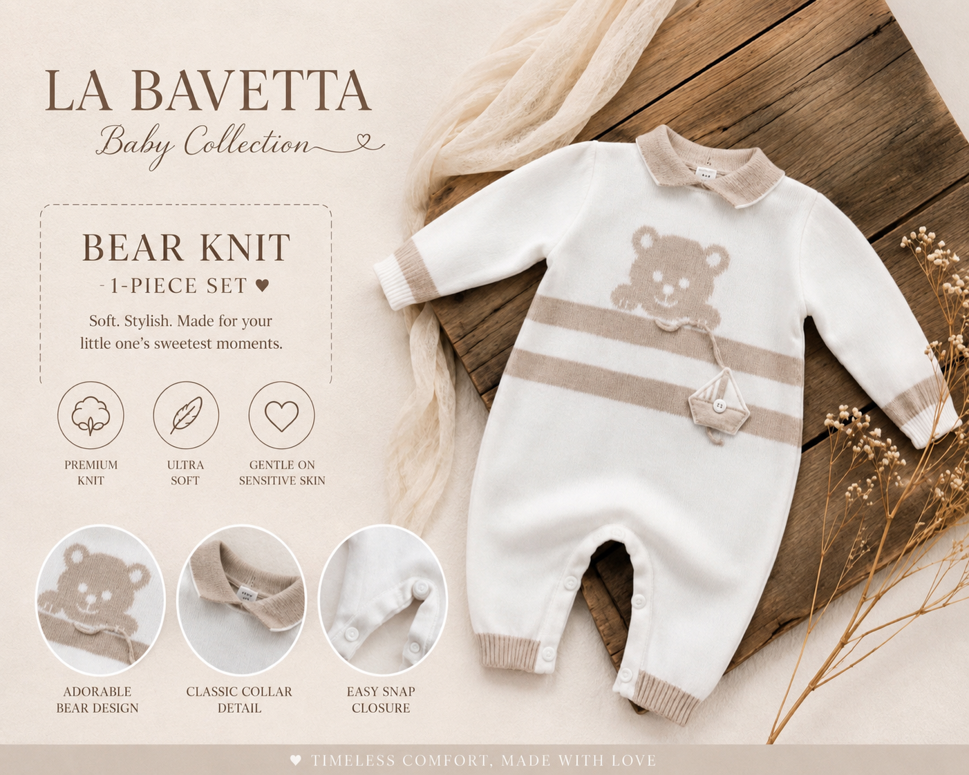 Bear Knit 1 piece Set Made In Italy