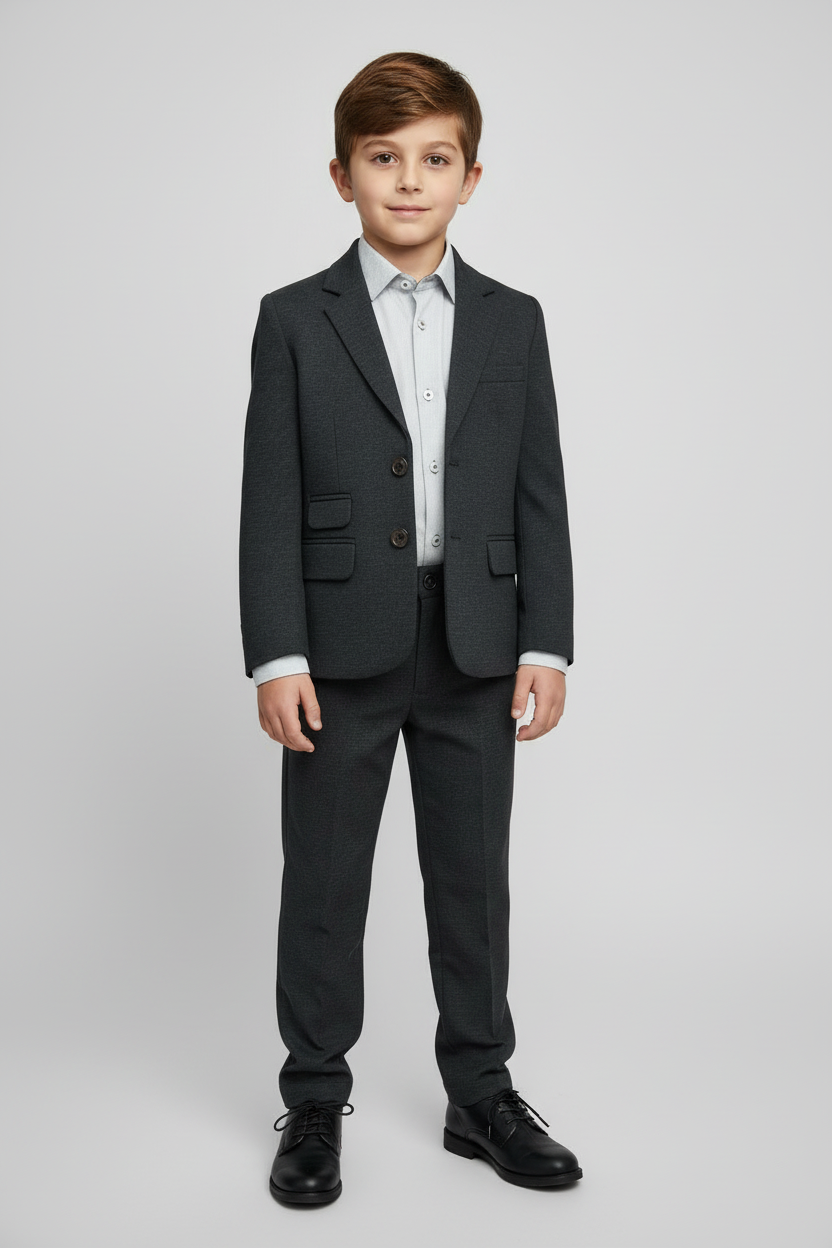 Leo & Zachary  Boys Grey/Black Suit BLZ -5417