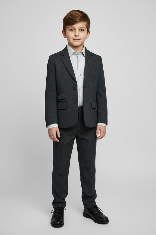 Leo & Zachary  Boys Grey/Black Suit BLZ -5417
