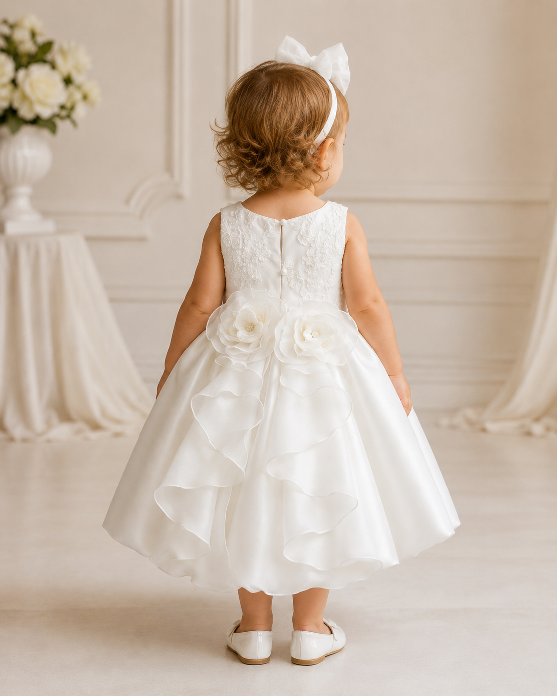 Silk Satin Beautiful white Diamond  Bubble Dress
