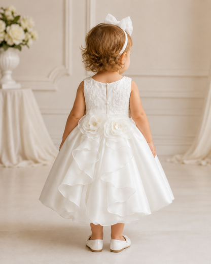 Silk Satin Beautiful white Diamond  Bubble Dress