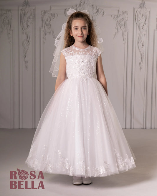 Beaded delicate lace communion Dress