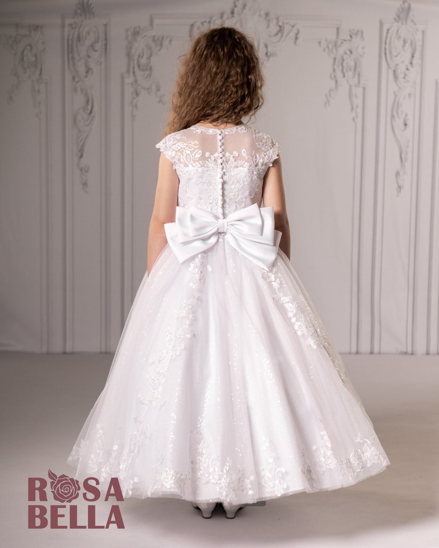 Beaded delicate lace communion Dress