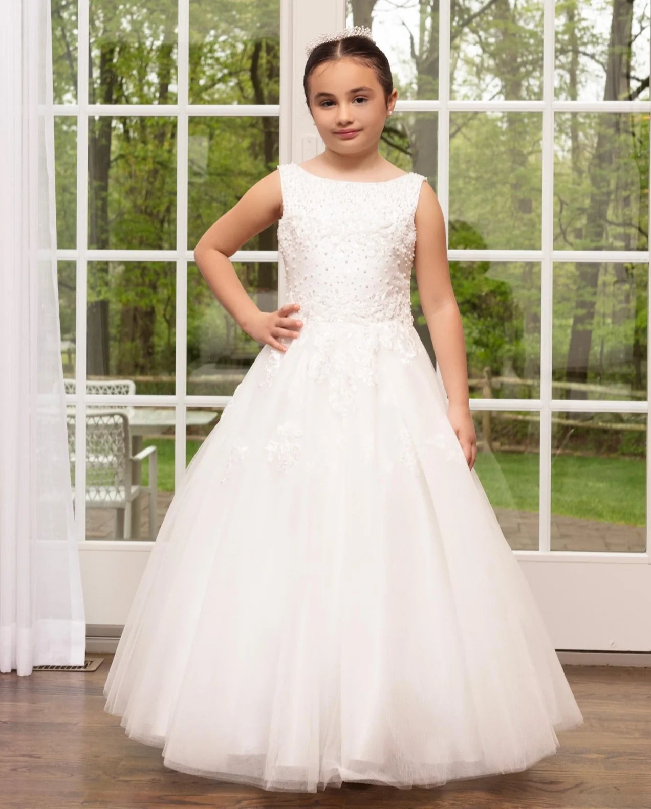 Beaded top communion dress
