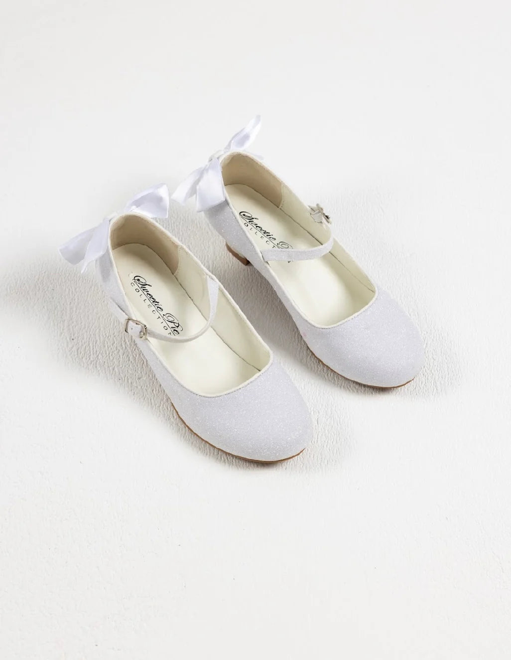 Sparkly white communion shoes