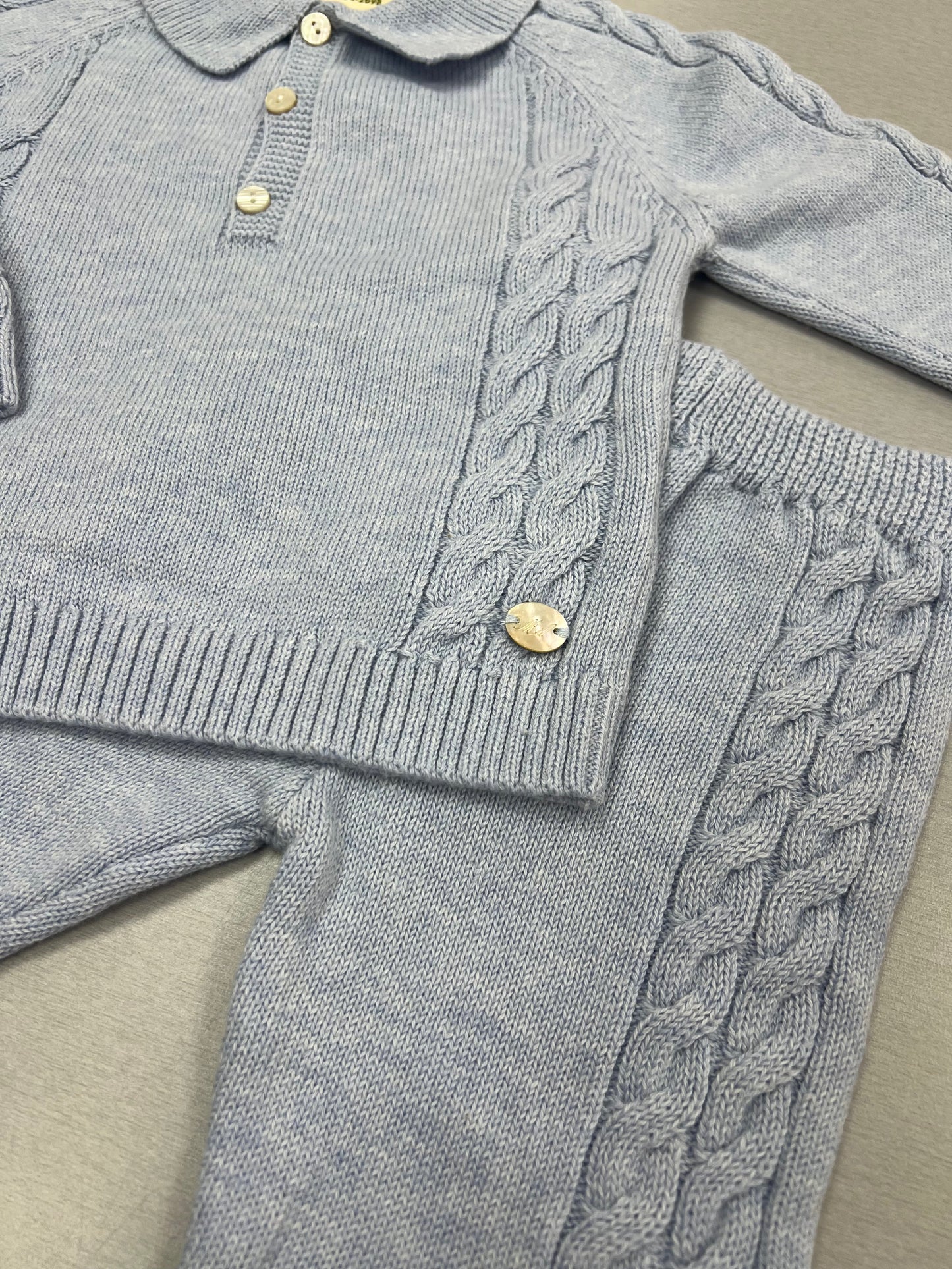 Baby Blue Cable-Knit 2-Piece Set