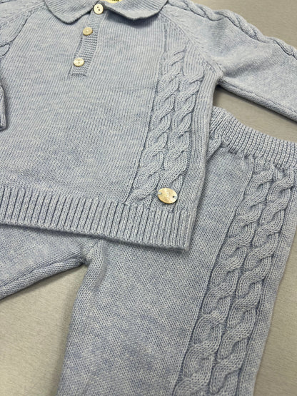 Baby Blue Cable-Knit 2-Piece Set