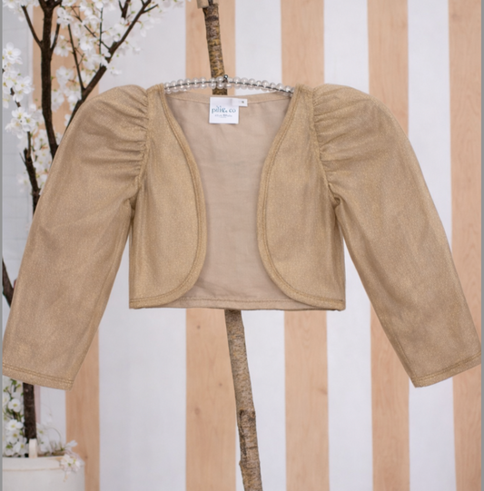 Girls' Gold Shimmer Puff Sleeve Bolero Shrug