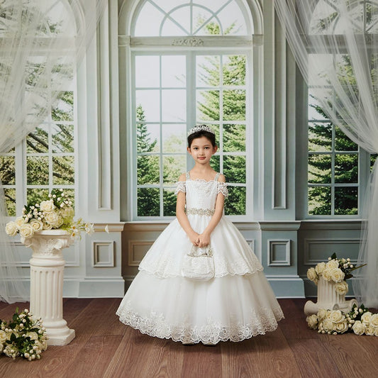 Tiered with Lace Communion Dress