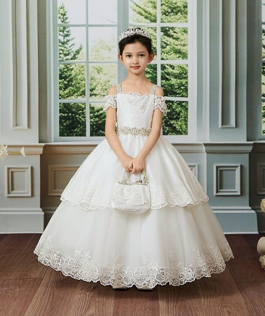 Tiered with Lace Communion Dress