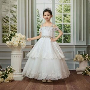 Tiered with Lace Communion Dress