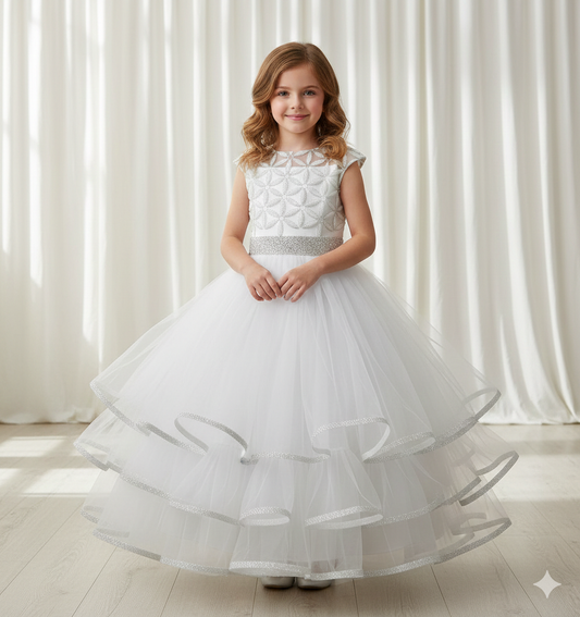 Michelina Bimbi Communion Dress Satin and Tulle with Coverlet