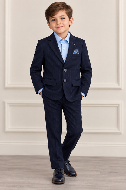 Boys' Navy Pinstripe Suit Set