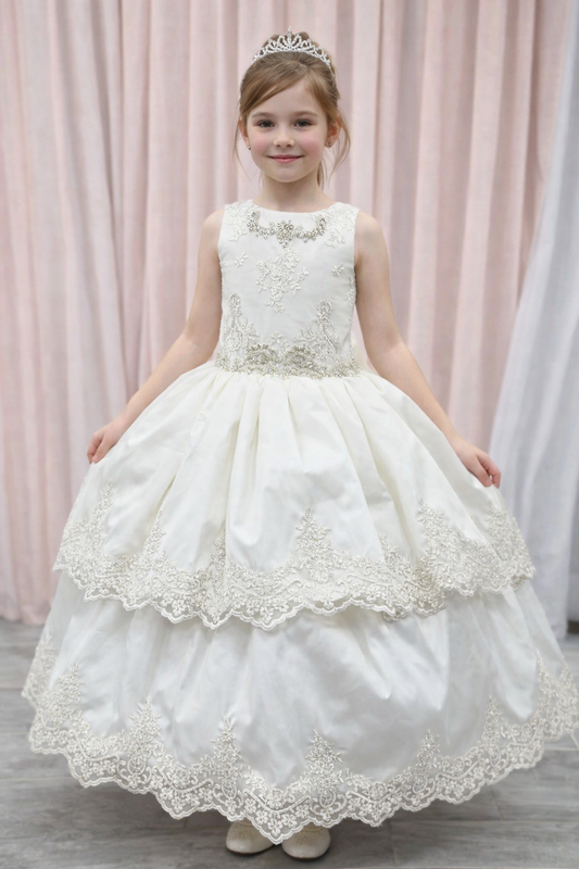 Dominique custom couture Silk Communion Dress