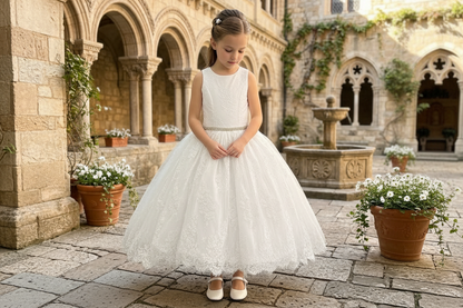 Elegant Lace Christening Dress with a Crystal Belt Poppy